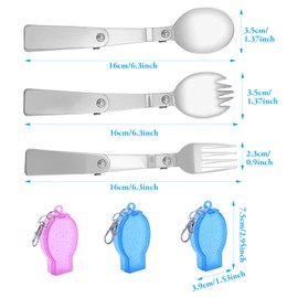 Folding Forks and Spoons Set, Foldable Spoon and Fork Set 304 Stainless Steel with Plastic Containers for Travel, Camping, Thermos, Picnic, Other Outdoor Activities