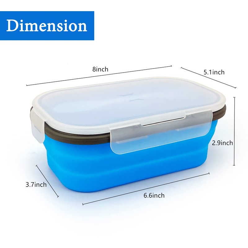Lunbengo Collapsible Lunch Box Containers, Silicone Bento Box with Airtight