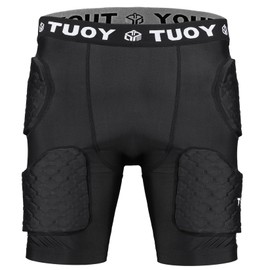 HAIYUE Men’s Padded Football Girdle Compression Shorts Protector, 5-Pads Thigh Hip Protective Pants for Football Baseball Lacrosse