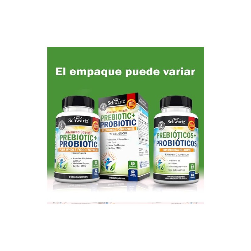 BioSchwartz Prebióticos y Probióticos para Mujer y Hombre L. Reuteri