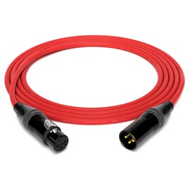 enoaudio Mogami 2534 Quad Professional Studio Cable Balanced Microphone | Neutrik Gold XLR Female - XLR Male | HiFi, Red, 5.0 m