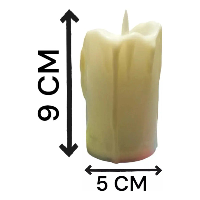 12 Velas Luz Led Ámbar Derretidas Navidad Halloween 9cm