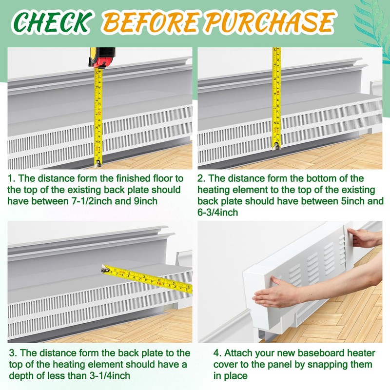 Gandeer 2 Ft Baseboard Heater Cover with Left and Right