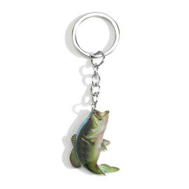 SHTALHST Bass Fish Keychain,Acrylic Fishing Keychain for Anglers Men Women,Fishing Gift for Mother Day Father Day Christmas