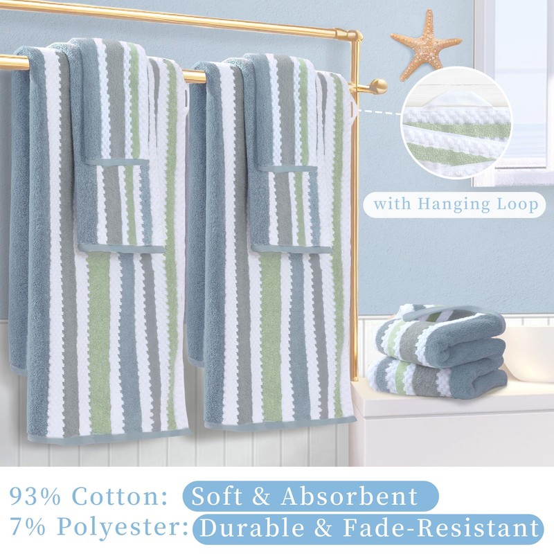 Waffle Washcloths for Bathroom, Striped Wash Cloths 6 Pack 13"x13"