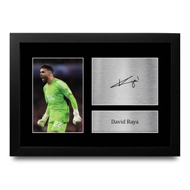 HWC Trading FR A4 David Raya Arsenal Gifts Printed Signed Autograph Picture for Football Fans and Supporters - A4 Framed
