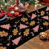 GAGEC Gingerbread Christmas Decorations Black Table Runner Pink Tree Glitter