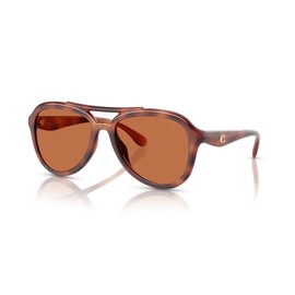 COACH Women's HC8406U Universal Fit Aviator Sunglasses, Caramel Tortoise/Brown Solid, 55 mm