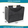 Foldable magazine storage basket, solid wood handle felt organizer, can