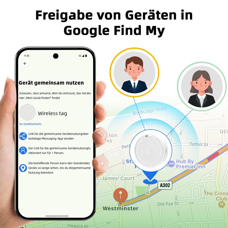 Glitfix Android Smart Tag, Bluetooth Key Finder Compatible with Google