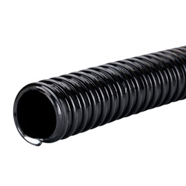 ZY-hosetube Pond Hose ID 1-1/2” × 50ft Black Corrugated Flexible Reinforced PVC Hose Vinyl Tubing for Pond Pump Fountain Garden Waterfall, Non-toxic & Kinkproof, with 2 hose clamps