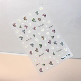 Flowers Nail Art Stickers Cute Strawberry Butterfly Ladybug Nail Decals 5D Embossed Self-Adhesive Nails Design Manicure Sliders Spring Summer Daisy Flowers Nail Stickers for Women DIY Manicure, 4PCS