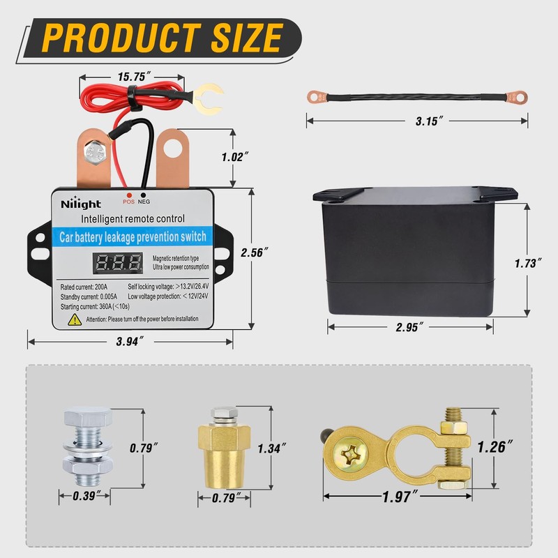 Nilight Remote Battery Disconnect Switch 12V 24V 360A Car Smart