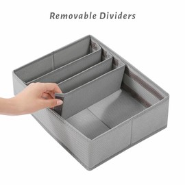 Coorganisers 4 Packs Adjustable T-shirt Drawer Organizers for Clothing with 6 Adjustable Dividers, 7 Grids Wardrobe Storage Box, DIY Clothes Organizer for Folded Clothes, T-shirt, Legging