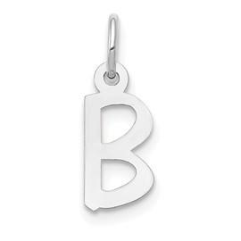 Bonyak Jewelry 14k White Gold Small Slanted Block Letter B Initial Charm Gorgeous