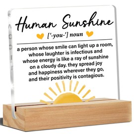 Thank You Gifts for Women Men Coworkers Employees Boss, Inspirational Sunshine Gifts for Women, Human Sunshine Acrylic Desk Plaque Sign Office Decor 4 x 4 Inches