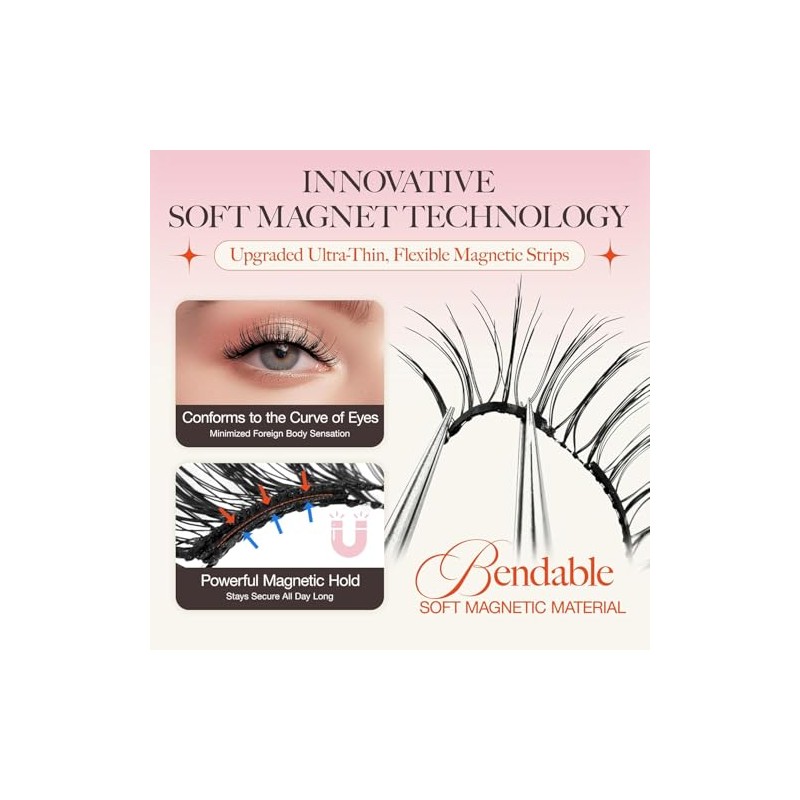 LASHVIEW LASHVIEW Upgrade Magnetic Eyelashes with Applicator Reusable Soft Magnetic