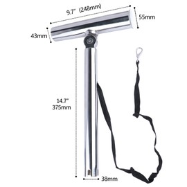 Outrigger Fishing Rod Holders, 2Pcs Stainless Steel Outrigger Rod Holders Adjustable Pole Holder with Safety Strap & Quick-Release Clip for Pontoon Boats, Yachts, Fishing