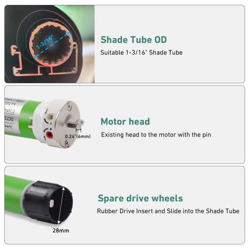 DM25DS 12V RV Awning Shade Replacement Motor – Fits 1-3/16"