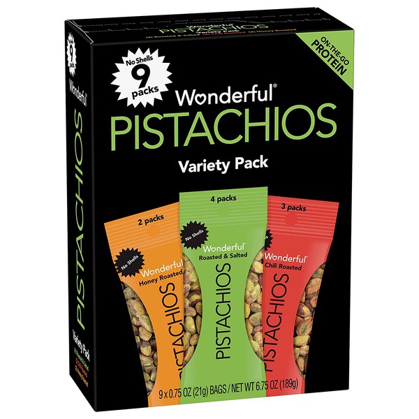 Wonderful Pistachios No Shells 0.75 Ounce Variety Pack (9 Count)