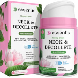 Neck Firming Cream with Retinol, Collagen & Hyaluronic Acid – Tightens & Lifts Sagging Skin, Smooths Wrinkles & Double Chin Appearance – Anti-Aging Moisturizer for Neck & Décolleté – 1.7 fl oz