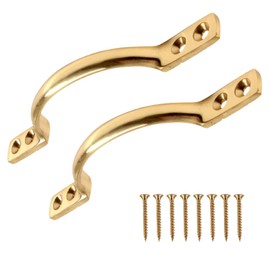 SISI UK Pull Handle Brass 6 Inch 150mm Brass Bow Handle for Furniture or Sash Window Frames Cabinet Drawer Cupboard Knobs Pack of 2.