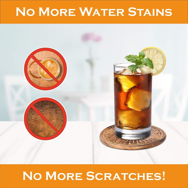 Set of 6 Handmade Wooden Drinks Coasters: Eco-Friendly, Absorbent, Antique