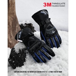 IRON JIA'S Motorcycle Gloves Winter Cold Weather Warm Touchscreen Waterproof Windproof Protective Gear (Blue, M)