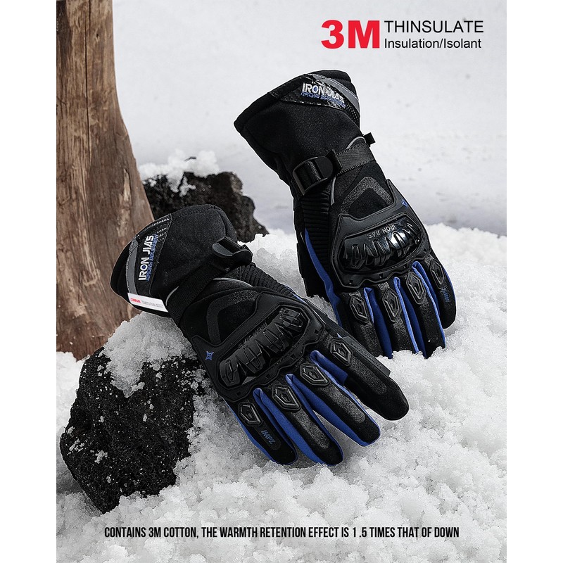 IRON JIA'S Motorcycle Gloves Winter Cold Weather Warm Touchscreen Waterproof