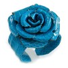 Avalaya Statement Turquoise Snake Print Leather Rose Flower Flex Cuff