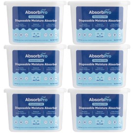 Absorb Pro - Moisture Absorber Tub Fragrance Free - 6-Pack - 10.5 oz Unscented Disposable Odor Eliminator Box & Dehumidifier for Garage, Home, Kitchen, Bedroom, Bathroom, Closet, Cars, and Boats