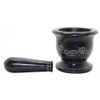 Govinda - Black Soap Stone Mortar and Pestle - Leaf