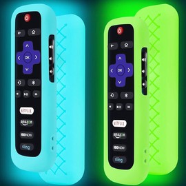 2 Pack Remote Case/ Cover for TCL   TV Steaming Stick Remote,  Protective Controller Universal Sleeve  Glow in The Dark Blue and Green - Color: Green and Purple