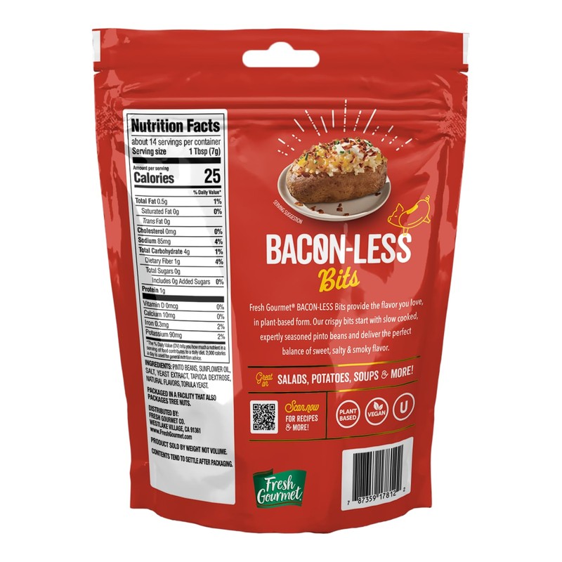 Fresh Gourmet Vegan Bacon-Less Bits - 3.5 oz Plant-Based Topping