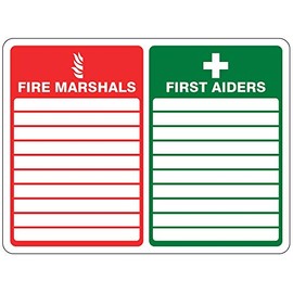 300mmx200mm Fire Marshals/First Aiders Sign Rigid Plastic