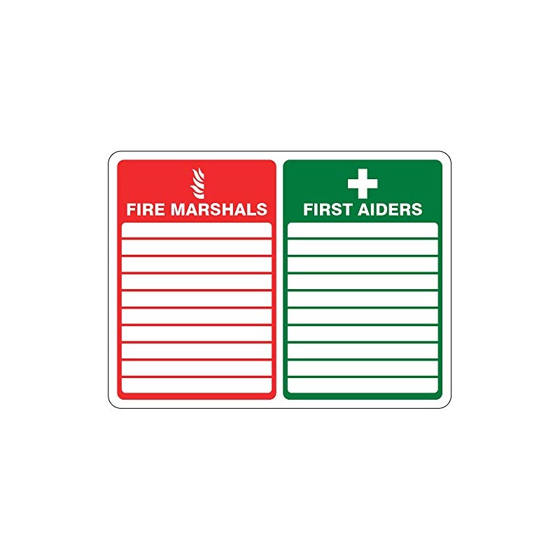 300mmx200mm Fire Marshals/First Aiders Sign Rigid Plastic
