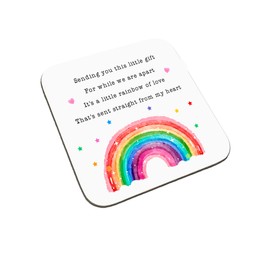 Rainbow of Love Hope from The Heart Wooden Sentimental Gift Positivity Coaster - Thinking of You Missing You (from My Heart)