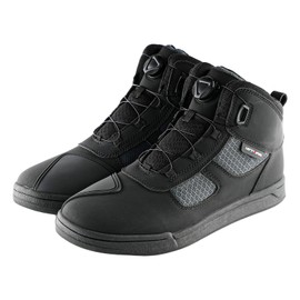 1Storm Men & Women Motorcycle Boots Micro Fiber Leather Street bike Casual Anti-Slip + Extra Gear Shift Boots Protector HW-009 Black Gray US 8.5