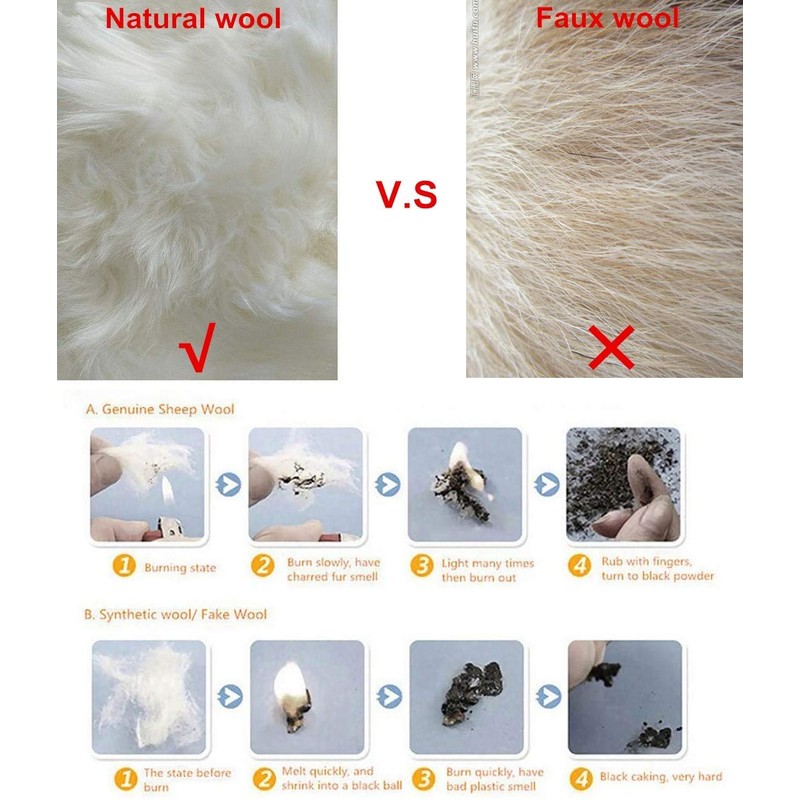 OKAYDA Natural Sheepskin Car Seat Cover Fluffy Square seat Cushion
