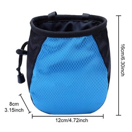 FUZVOL Climbing Chalk Bag Blue Bucket Magnesium Chalk Bag with Belt Adjustable Pocket and Drawstring for Climbing Rock Outdoor Bouldering