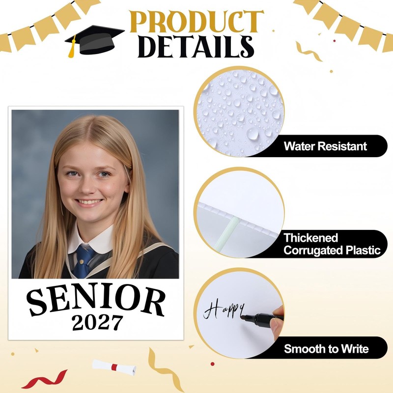 MotiMind 8 Pcs Class of 2027 Senior Photo Booth Props