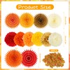 BestoFun Pack of 15 Autumn Orange Red Pompoms Paper Fan