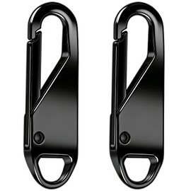 LIIMZII 2 Pcs Zipper Pulls, Metal Zip Pull Tabs Replacement, Spare Universal Zippers Tab Pullers, Removable Repair Kit for Luggage, Backpacks, Suitcases, Jackets, Purses, Handbags, DIY (Black)