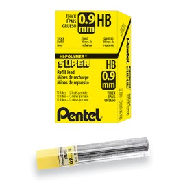 Pentel Super Hi-Polymer Lead Refill, 0.9mm Thick, HB, 180 Pieces of Lead (50-9-HB)