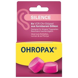 OHROPAX OHROPAX Silence Ohrstöpsel – pinke VOR-Ohr-Stöpsel aus formbarem Silikon – dermatologisch getestet – für alle Ohren geeignet – Schalldämmwert SNR 23 dB – zum Schlafen, Lernen und für Party – 6 Stück