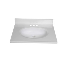 Fine Fixtures Cultured Marble White Vanity Top 19 x 17 3-hole Faucet With Overflow Hole