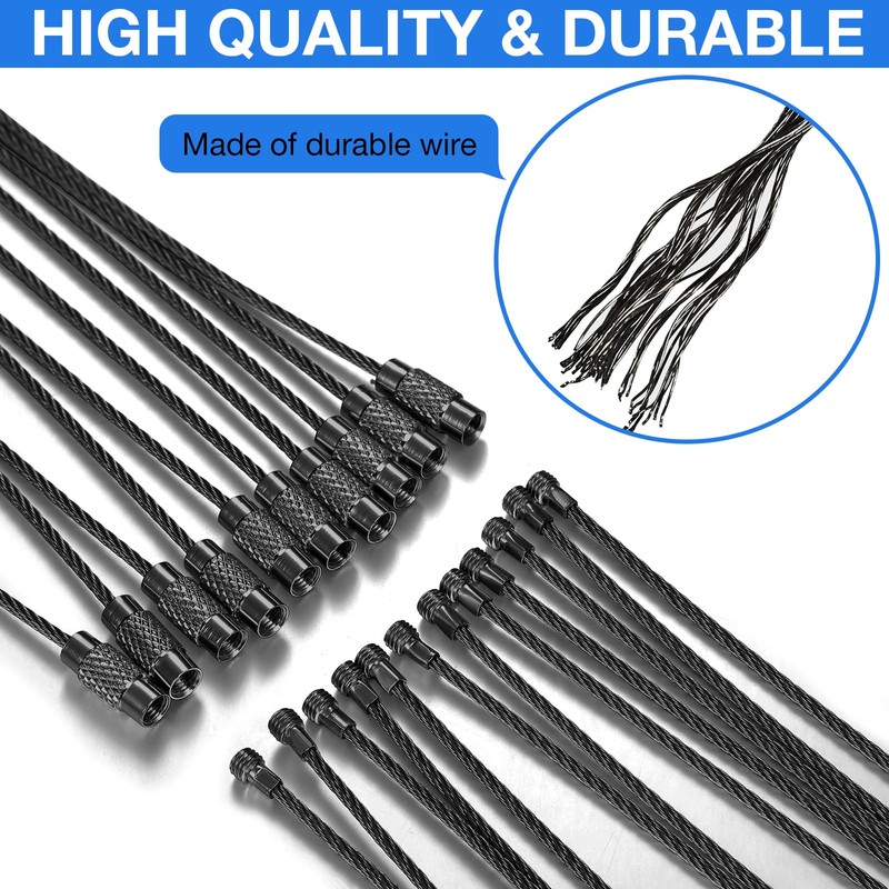 Hotop 150 Pcs Wire Keychain Cable Bulk Stainless Steel Key