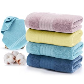 Occewoker Juego de Toalla de Mano, 4 Piezas Suaves Toallas de Baño, Altamente Absorbentes Toalla de Algodón para Cara, Deportes, SPA, Hotel, Hogar, 4 Colores (34 x 73 cm)