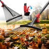Adjustable Garden Leaf Rake - 58" Heavy Duty Metal Leaves