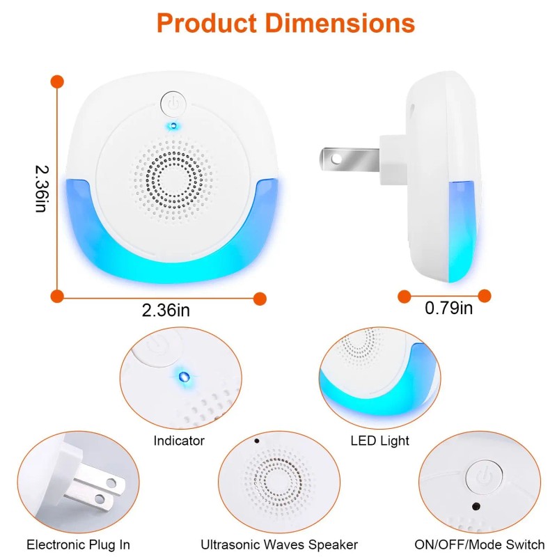 6-Packs Indoor Ultrasonic Pest Repellers Plug & Play Smart Mouse